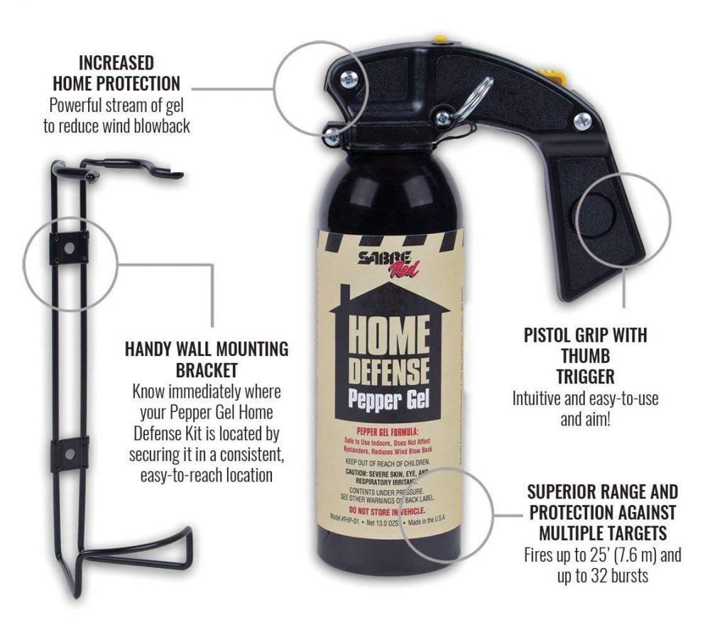 Sabre Home Defense Pepper Gel Fogger with Wall Mount Bracket FHP-01 - Tactical & Duty Gear